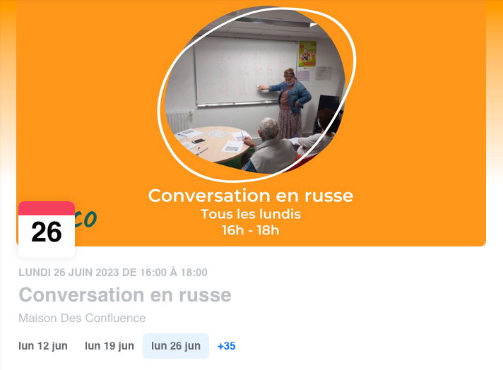 Conversation en russe. 38 fois du 10 octobre 2022 au 26 jun 2023.